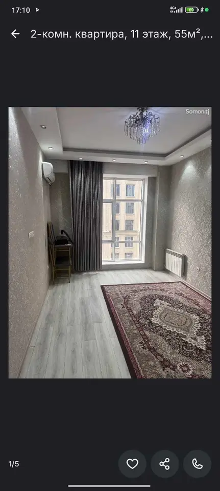 2-комн. квартира, 11 этаж, 55 м², Душанбе