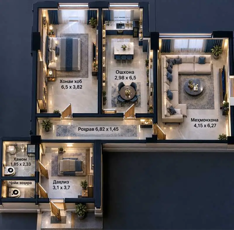2-комн. квартира, 10 этаж, 99 м², Фирдавси