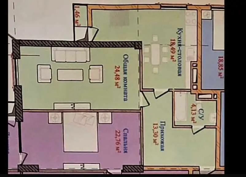 2-комн. квартира, 15 этаж, 62 м², Шохмансур