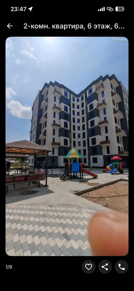 2-комн. квартира, 6 этаж, 60 м², Сино
