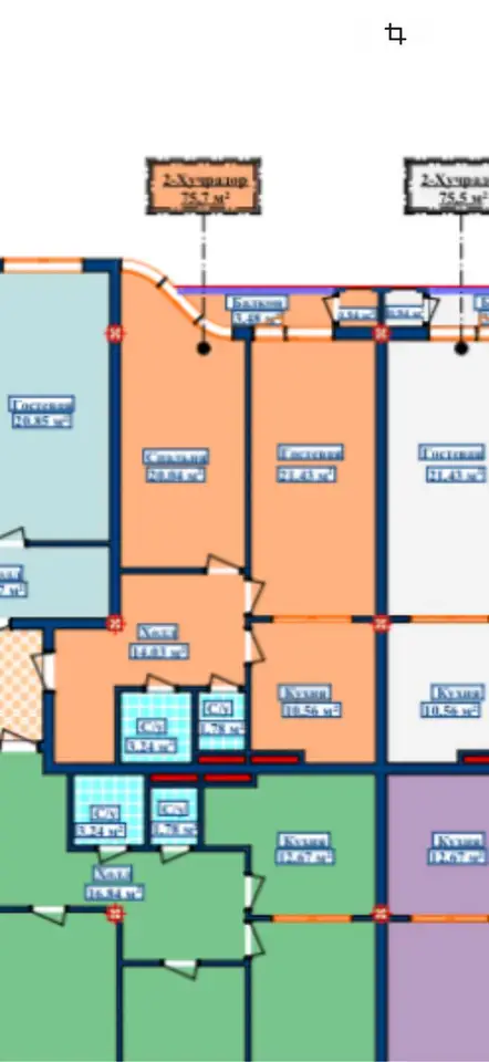 2-комн. квартира, 11 этаж, 75 м², Шохмансур