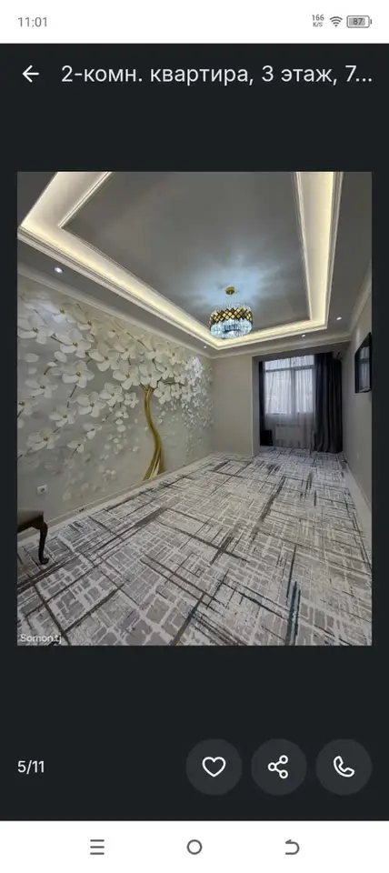 2-комн. квартира, 3 этаж, 85 м², Душанбе