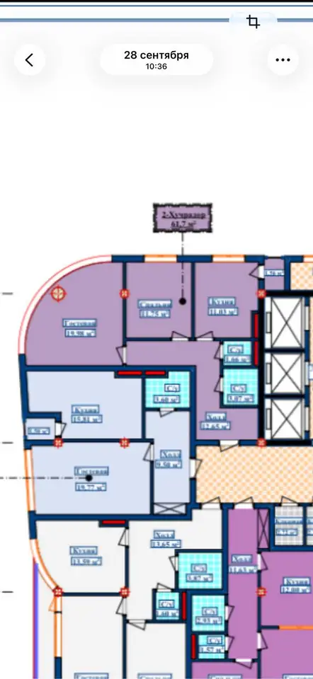 2-комн. квартира, 11 этаж, 61 м², Шохмансур