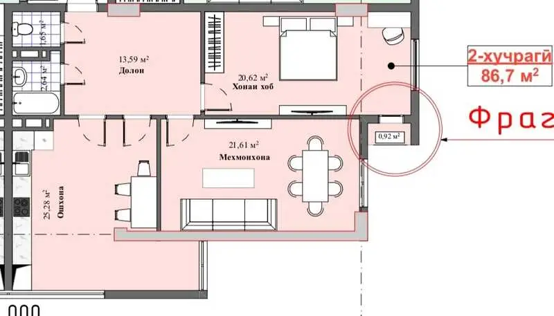 2-комн. квартира, 15 этаж, 86 м², улица Пушкина
