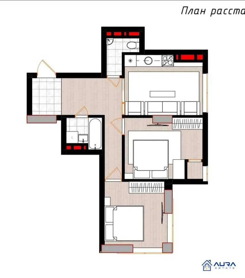 2-комн. квартира, 4 этаж, 52 м², Сино