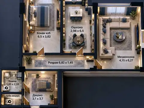 2-комн. квартира, 10 этаж, 99 м², Фирдавси