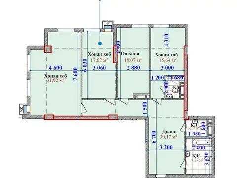 3-комн. квартира, 15 этаж, 127 м², Исмоили Сомони