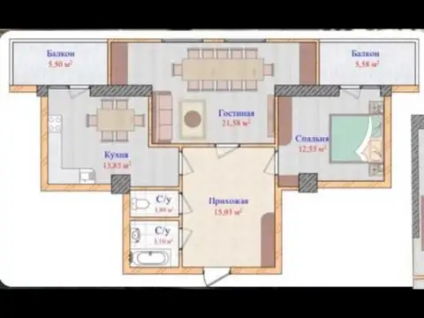 2-комн. квартира, 16 этаж, 75 м², Шохмансур