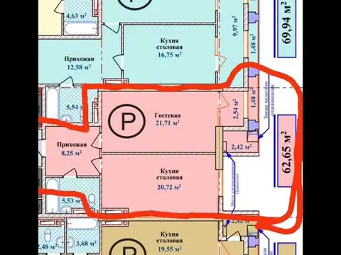 1-комн. квартира, 4 этаж, 63 м², Исмоили Сомони